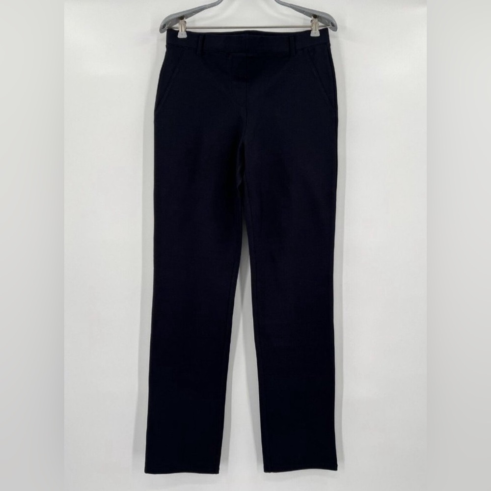 Quince Womens Black Ultra-Stretch Ponte Pocket Pants Straight Leg M Petite 28"